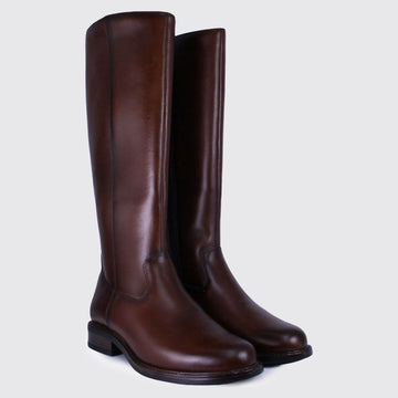 Womens Dubarry Cadence Leather Long Boots - Chestnut
