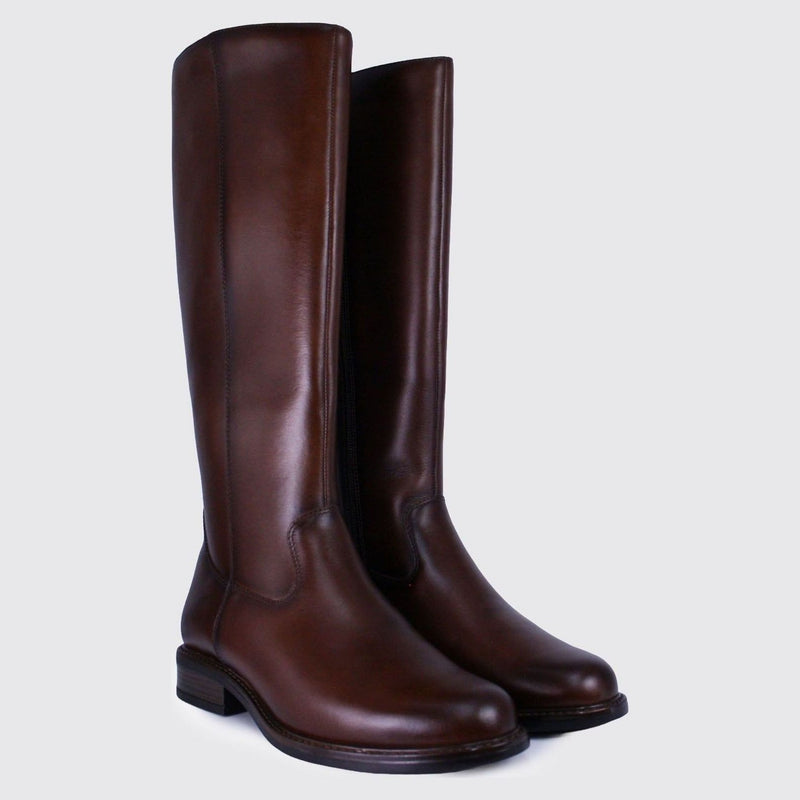 Womens Dubarry Cadence Leather Long Boots - Chestnut