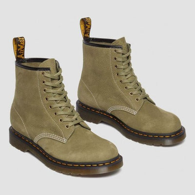 Unisex Dr. Martens 1460 Tumbled Muted Olive Nubuck Leather Ankle Boots - Muted Olive