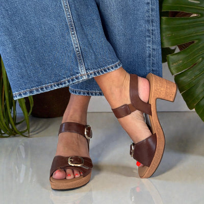 Womens Gabor 84.764 Ivory Platform Heeled Sandals - Brown