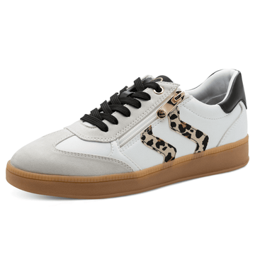 Womens Marco Tozzi 23739 White with Leopard Side Zip Gumsole Trainers - White Leopard