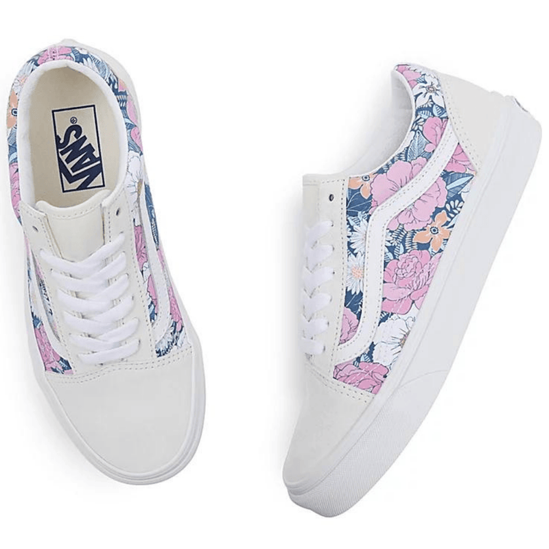 Womens Vans White Multi Floral Retro Old Skool Trainers