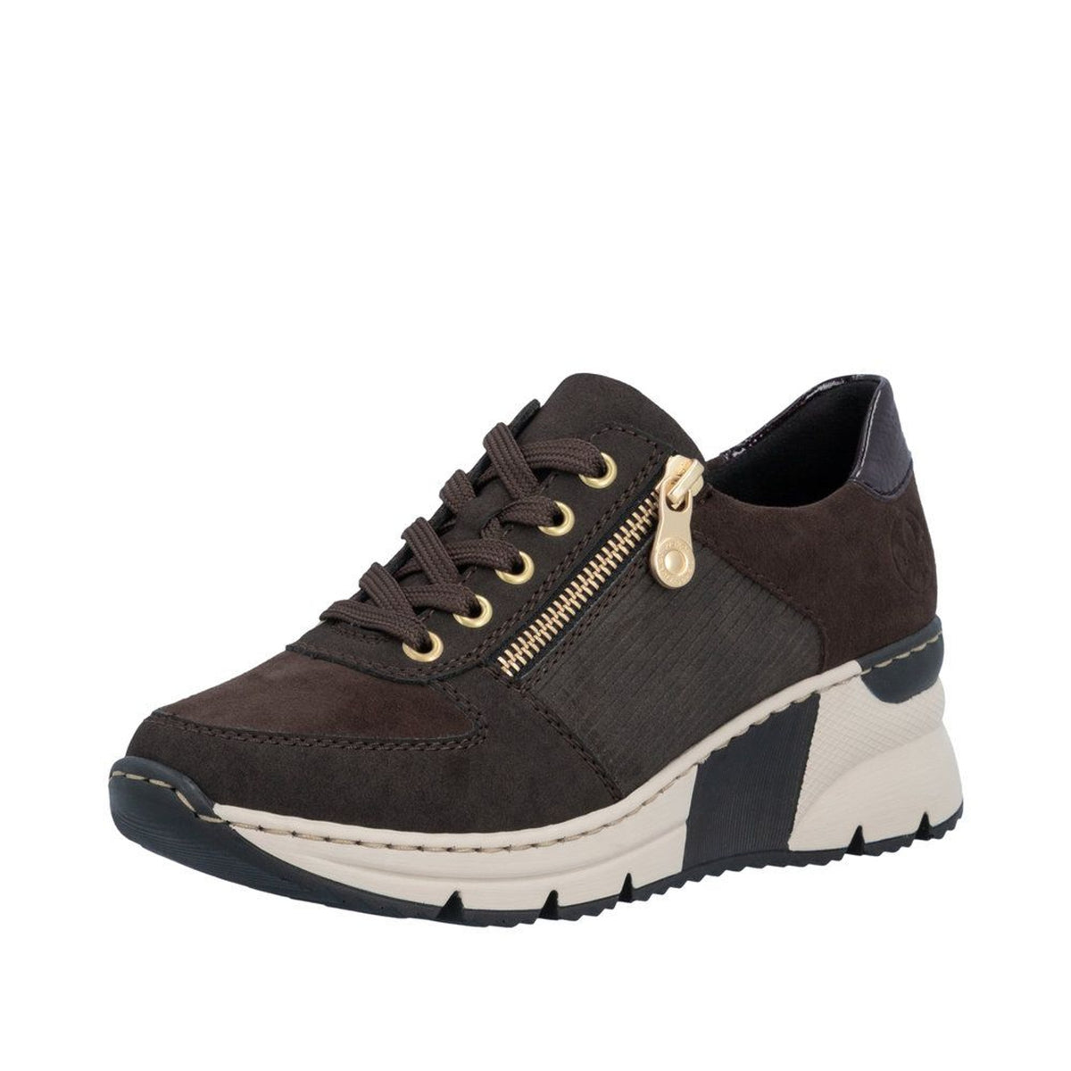 Womens Rieker N6314-25 Brown Wedged Trainers