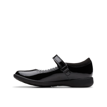 Girls Clarks Etch Pure Kid School Shoes - Black Patent