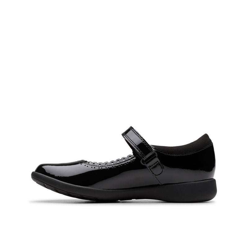 Girls Clarks Etch Pure Kid School Shoes - Black Patent
