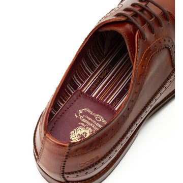 Mens Base London Havisham Tan Washed Brogue Formal Lace-up Shoe - Tan