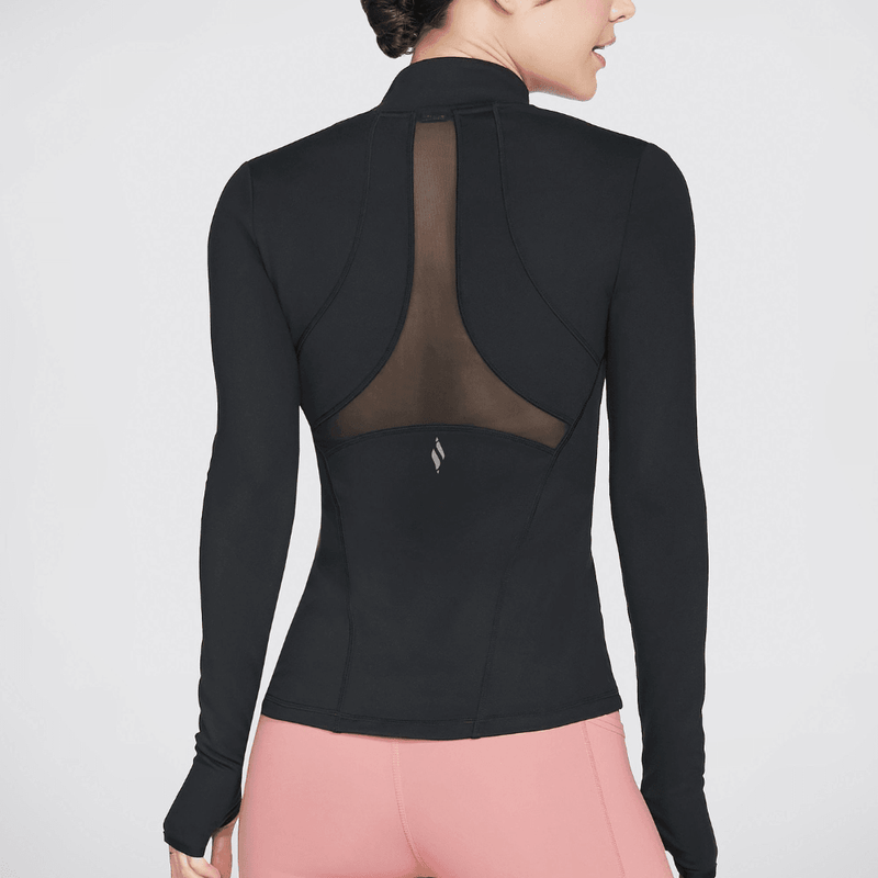 Womens Skechers Ladies Zip Up Mesh Jacket - Black