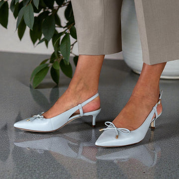 Womens Clarks Zarey Bow Slingback Kitten Heels - Blue