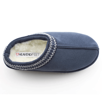 Womens Heavenly Feet Ice Fur Lined Mule Slipper - Navy