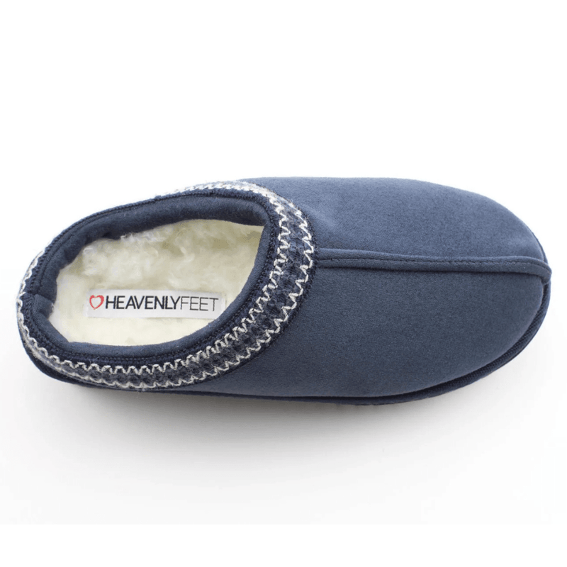 Womens Heavenly Feet Ice Fur Lined Mule Slipper - Navy