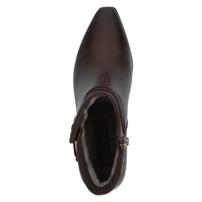Womens Caprice 25317 Ankle Boots - Dark Brown Nappa