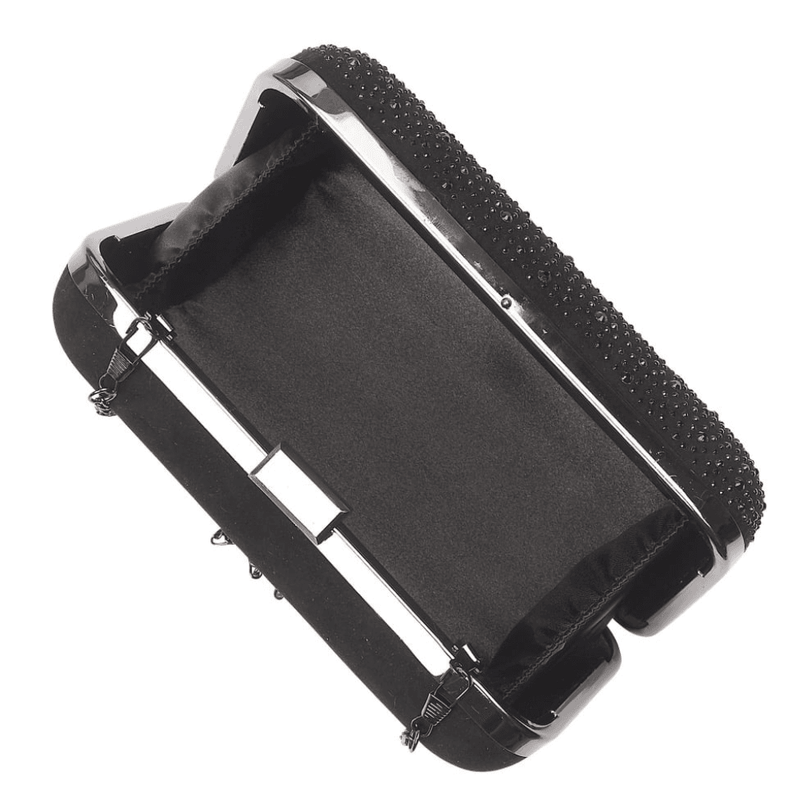 Lotus Ladies Lule Black Diamante Box Clutch Bag - Black