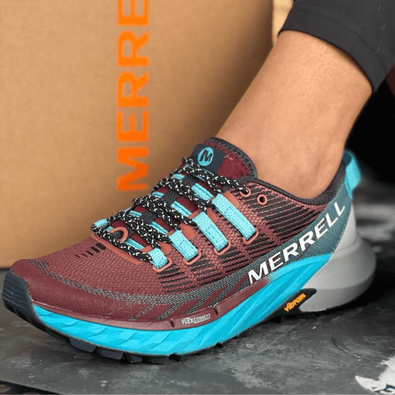 Womens Women Merrell Agility Peak 4 Running Trainers - Burgundy Multi