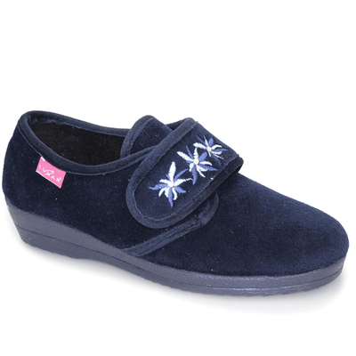Womens Lunar Paula II Velcro Strap Wedge Slippers - Navy