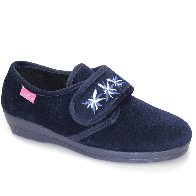 Womens Lunar Paula II Velcro Strap Wedge Slippers - Navy
