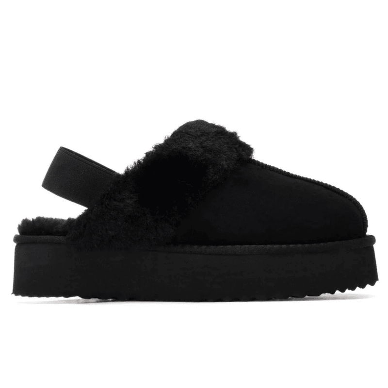 Womens Xti 144440 Faux Fur Lined Platform Mules - Black