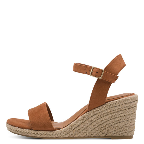 Womens Tamaris 28300 Cognac Wedge Sandals - Cognac