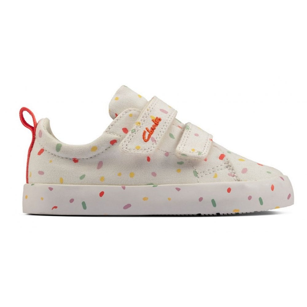 Clarks Infants Foxing Print Off White Trainers