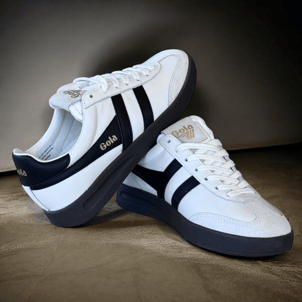 Womens Gola Cyclone White and Black Dark Gum Sole Trainers - White