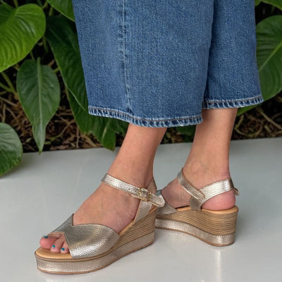 Womens Pitillos 11280 Wedge Sandals - Gold
