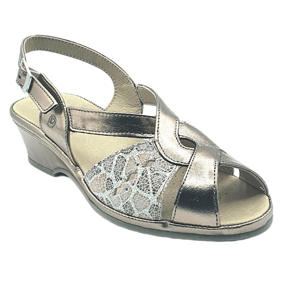 Womens Suave Capri Bronze Low Wedge Slingback Sandals