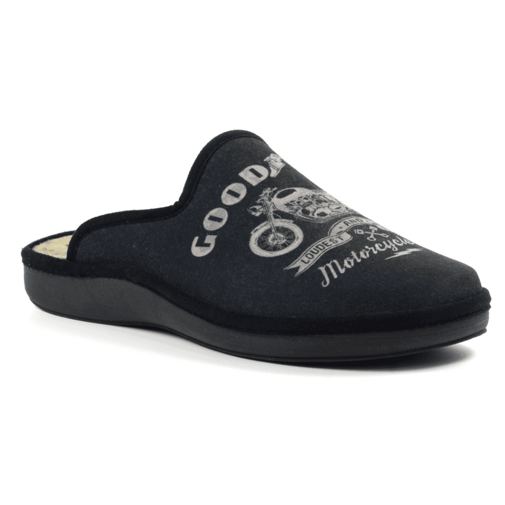 Goodyear Mens Huxley Grey Motorcycle Mule Slippers