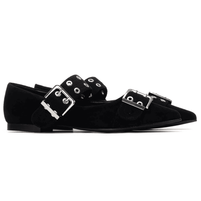 Womens Refresh 175091 Buckle Ballerina Pumps - Black