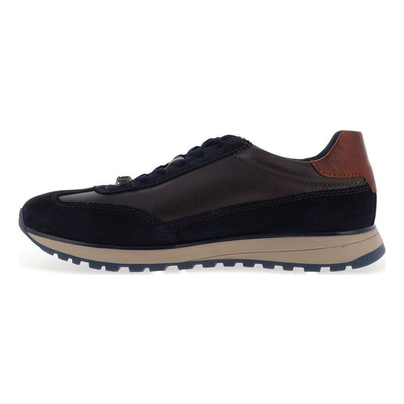 Mens Bugatti AWC03 Dark Blue Leather Casual Lace-up Shoes - Dark Blue