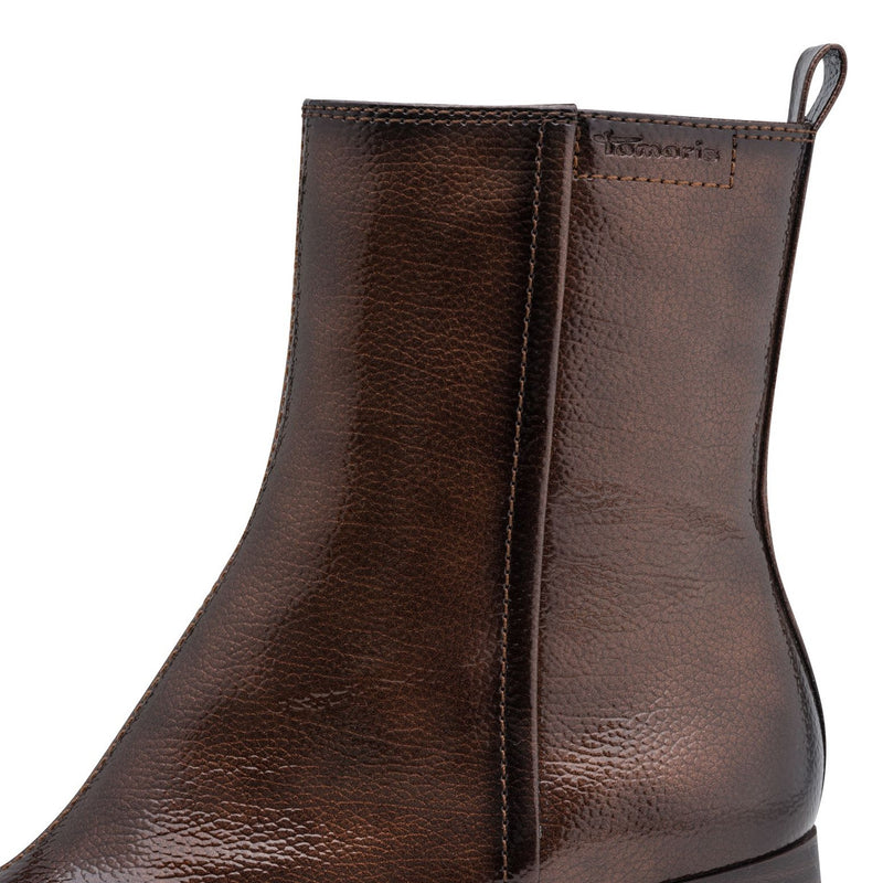 Womens Tamaris 25019 Ankle Boots - Brown Patent