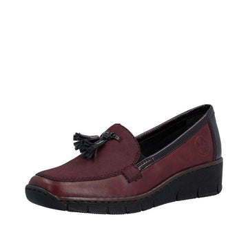 Womens Rieker 53771 Wedged Loafers - Wine Red
