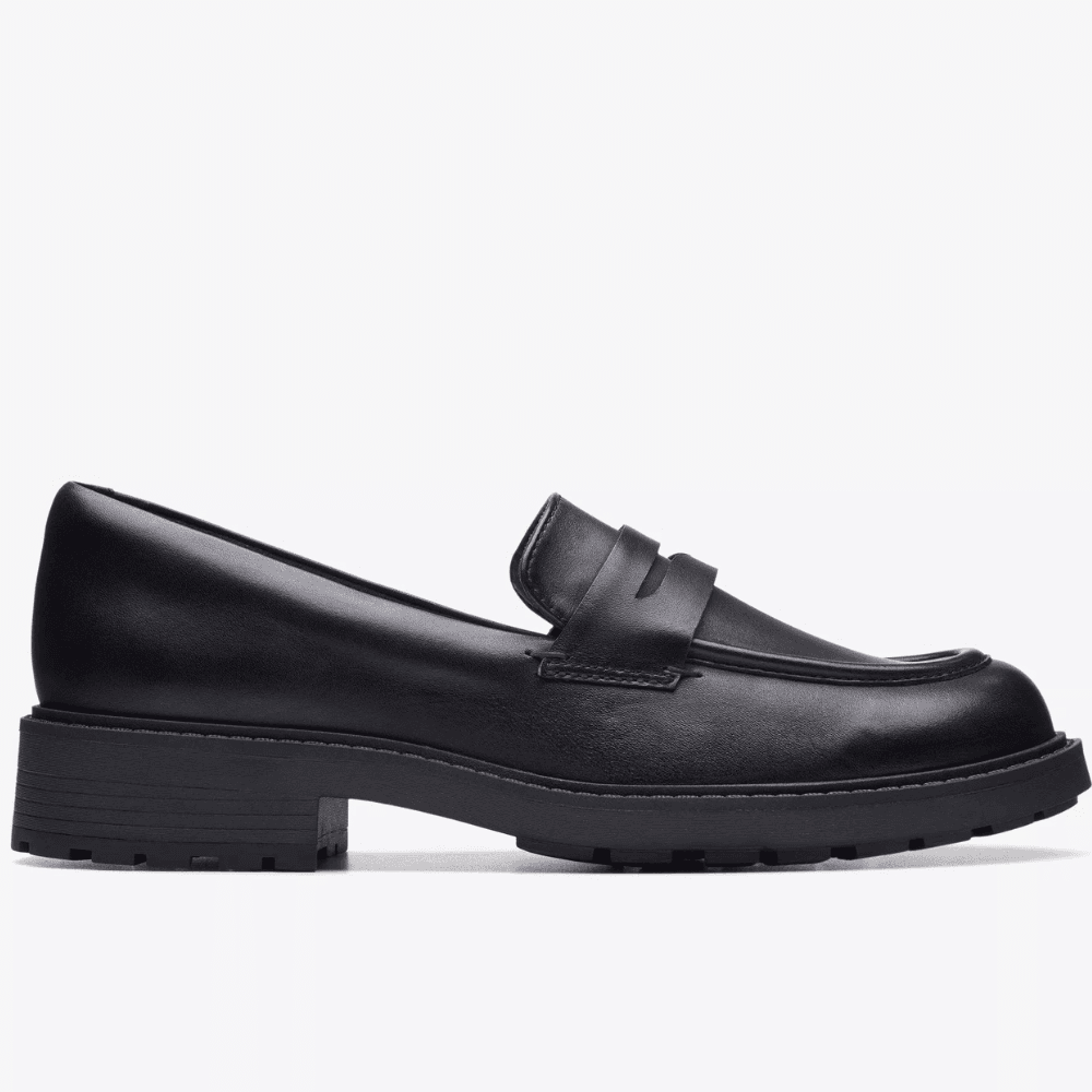 Girls Clarks Orinoco 2 Penny Loafer - Black Leather