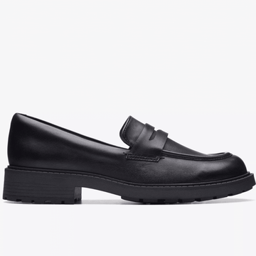 Girls Clarks Orinoco 2 Penny Loafer - Black Leather - Black Leather