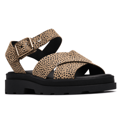 Womens Clarks Orinoco3 Cross Animal Print Crossover Sandals - Animal Print