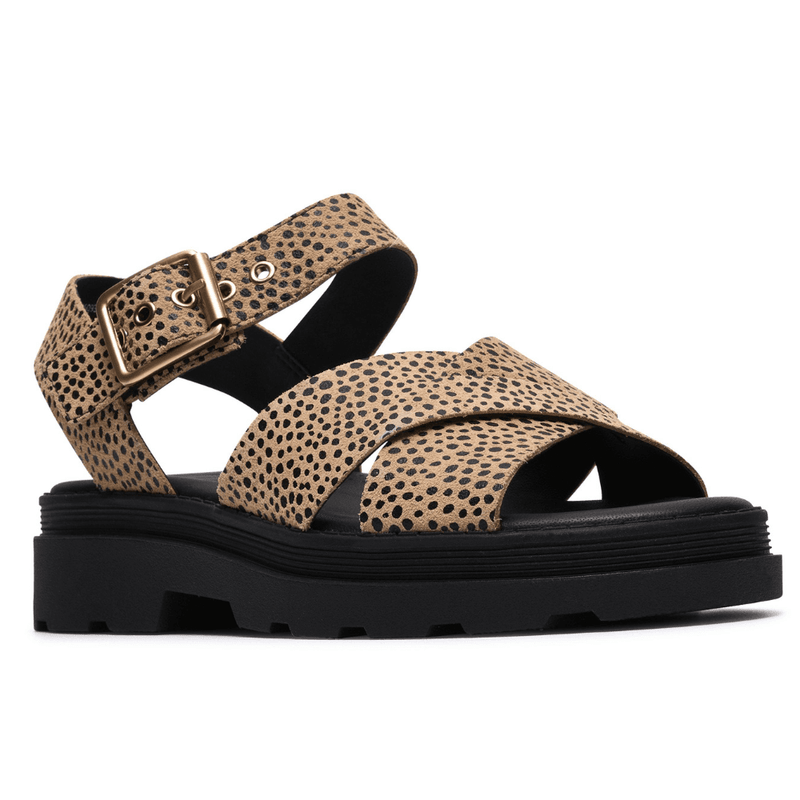 Womens Clarks Orinoco3 Cross Animal Print Crossover Sandals - Animal Print