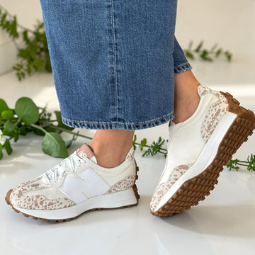 New Balance Womens 327 Leopard Print Sea Salt Trainers - Sea Salt Leopard Print
