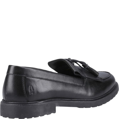 Girls Hush Puppies Verity Kiltie Black Senior School Shoes - Black