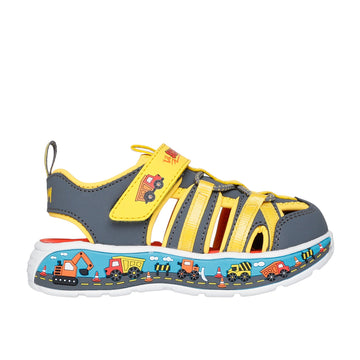 Boys Skechers 407041N Charcoal Construction Play Scene Splash Sandal - Infant - Charcoal