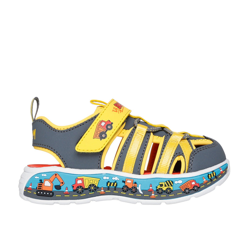 Boys Skechers 407041N Charcoal Construction Play Scene Splash Sandal - Infant - Charcoal