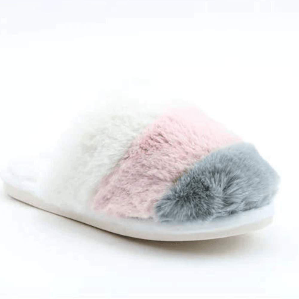 Womens Heavenly Feet Charon Grey Pink Mule Slippers