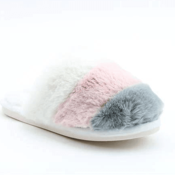 Infant Womens Heavenly Feet Charon Grey Pink Mule Slippers - Grey