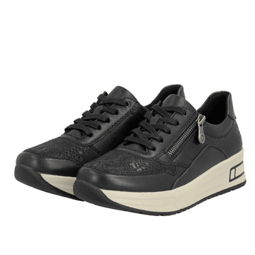 Womens Rieker N8114 Black Wedge Trainers - Black