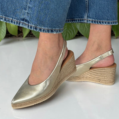 Womens Unisa Decia Wedge Espadrilles - Platino Gold