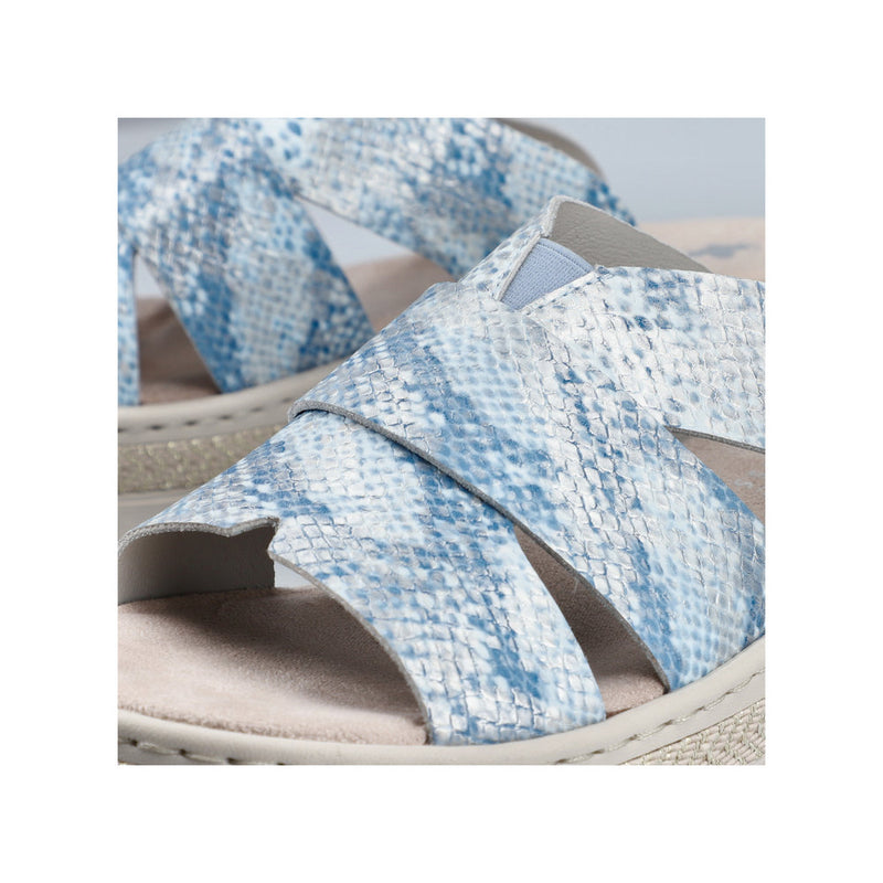 Womens Rieker V4989 Blue Wedge Sandal - Blue