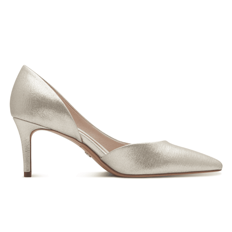 Womens Tamaris 22456 Irregular Cut Side Court Heels - Ivory Shimmer