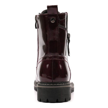 Womens Lunar Allison Patent Ankle Boots - Burgundy