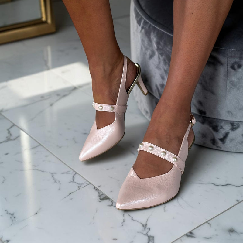 Womens Emis 8469 Slingback Heels - Pink Pearl
