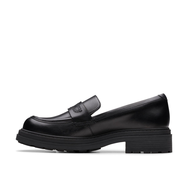 Girls Clarks Orinoco3 Edge School Shoes - Black