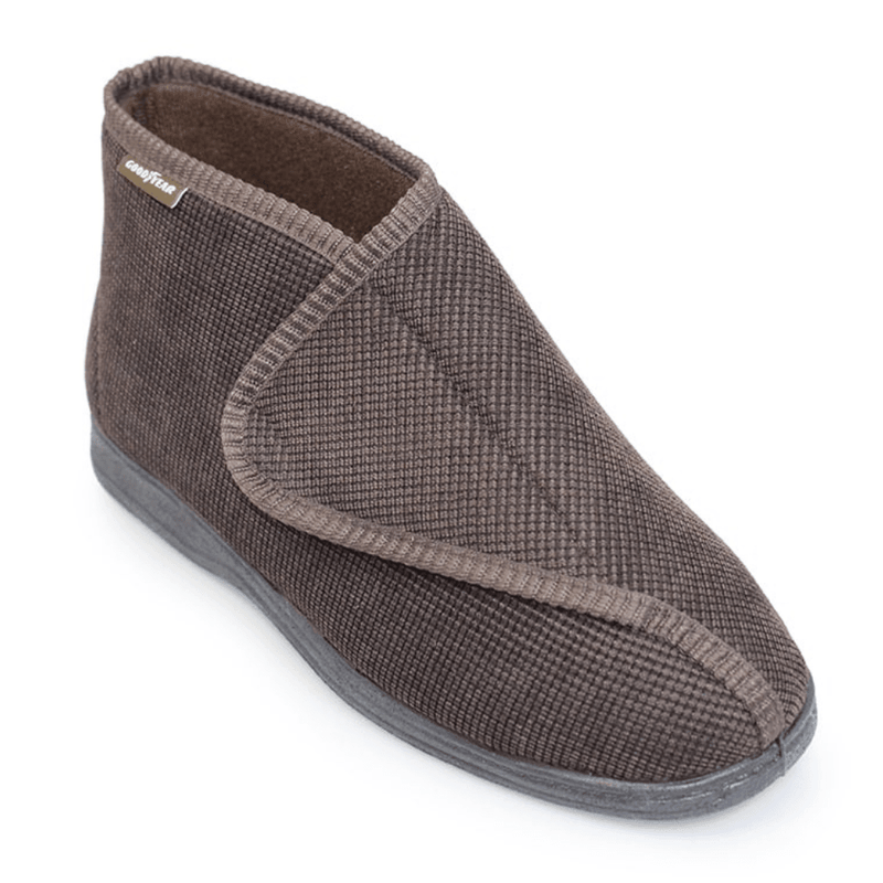 Lazy Dogz Mens Drake Velcro Bootie Slippers - Brown