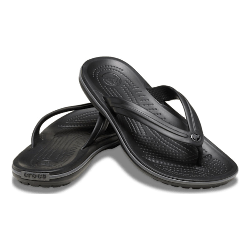 Womens Crocs Black Slate Grey Crocband Flip Flops - Black Slate Grey