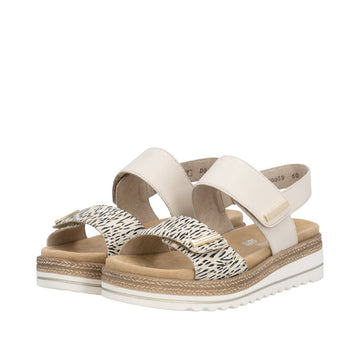 Womens Remonte D0Q59 Beige Combi Wedge Sandal - Beige Combi